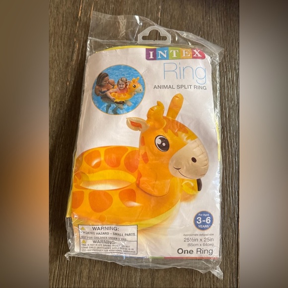 Intex Rings Animal Split Ring Pool Float Set - Yellow Giraffe & Green Frog - Picture 7 of 8